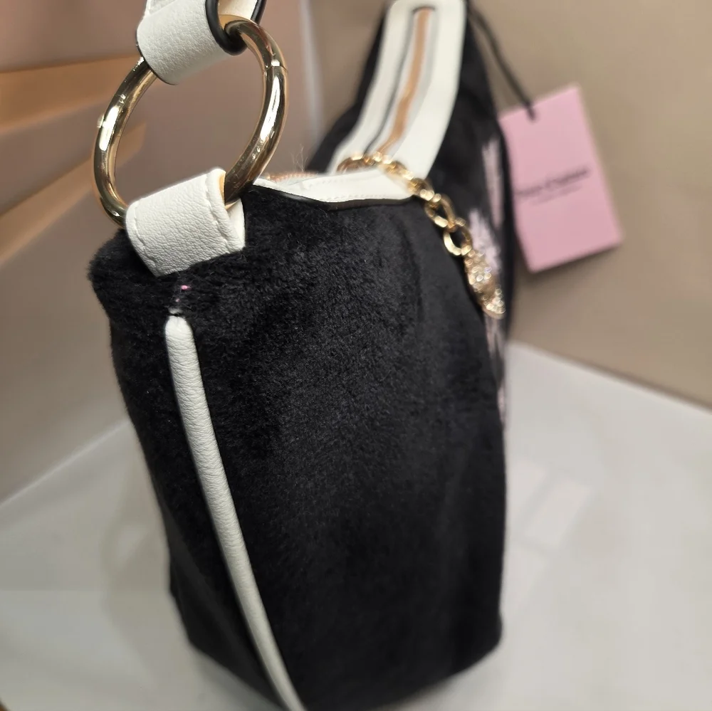 🖤▪️Juicy Couture ▪️Black and Pink Juicy In bloom  Hobo Bag